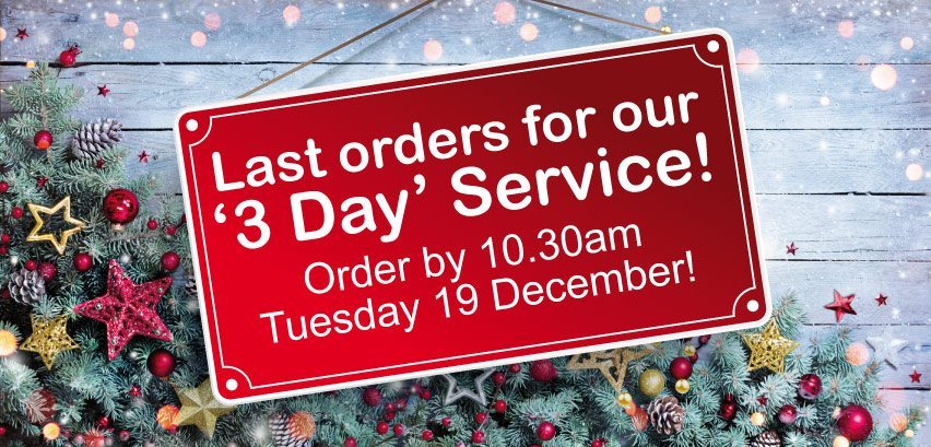 Now Taking Last Orders for our 3 Day Service
